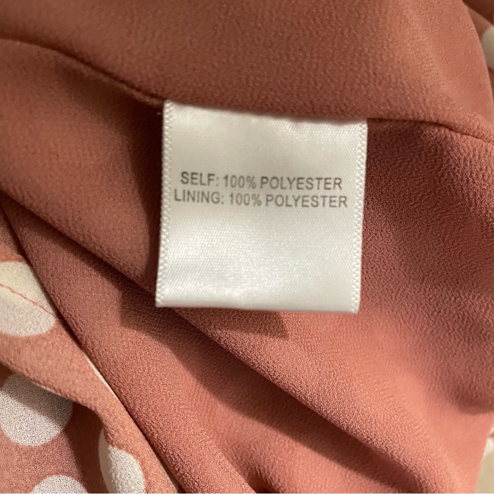 Rose + Olive Dusty Pink White Polka Dot Blouse Ruffle Detail Women's X-Small XS - Picture 8 of 8